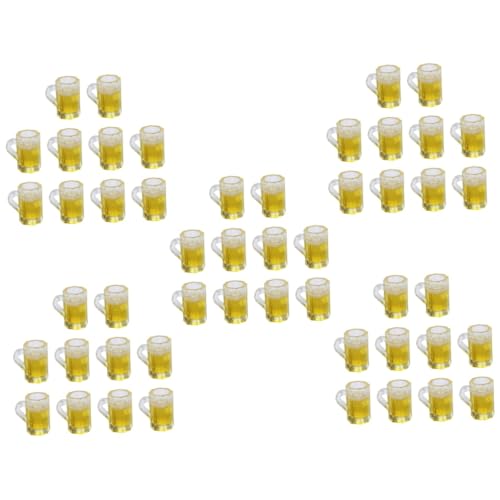 ibasenice 50 Stück Bierkrug Modell Miniatur Bierbecher Puppenhaus Wasserbecher Wohnaccessoires Mini Biergläser Ornament Mini Bier Schnapsbecher Verzierungen Puppenhaus Szenenmodell von ibasenice
