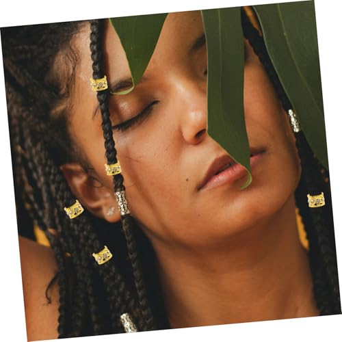 ibasenice 50 Stück Haarringe für Dreadlocks Metall Haarschmuck mit Hohlem Design und Strass Haarschmuck Ringe für Zöpfe Wigs und Braids Zubehör Goldfarben von ibasenice