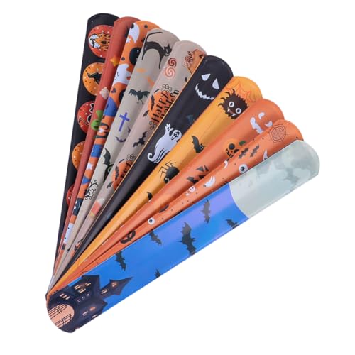 ibasenice 50 Stück Halloween Slap Armbänder Lustige Spielzeuge für Halloween Partys Zufällige Muster Partyzubehör für Kindergeburtstage und Feiern von ibasenice