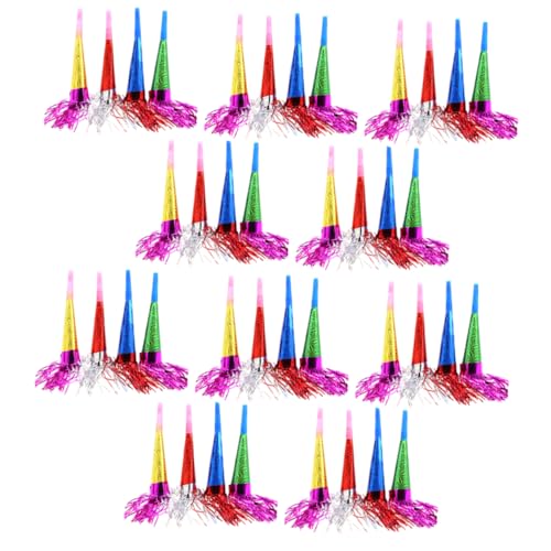 ibasenice 50 Stück Lautsprecher aus Laserpapier konferenztisch triffier feiern Blowouts Hörner Blowouts Partygeschenke lustige Partypfeife Musikalische Party-Blowouts Krachmacher Plastik von ibasenice