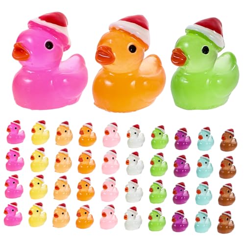 ibasenice 50 Stück Mini Enten Kleine Ente Badespielzeug Balsam Kleines Gelbes Babyspielzeug Häschen Leuchtende Miniatur Ente Puppenhaus Blinkende Enten Mini Geisterfiguren Cartoon von ibasenice