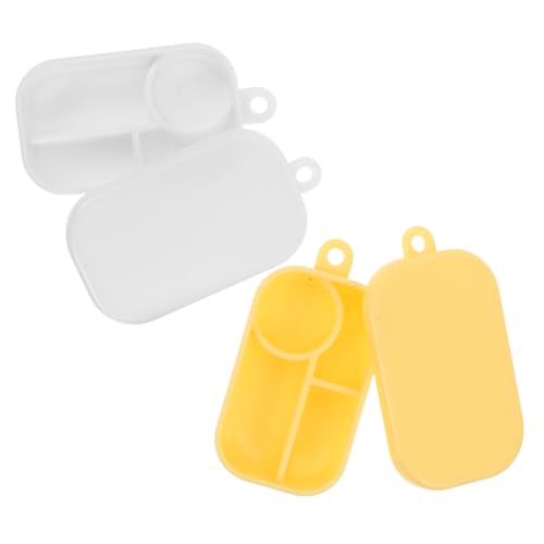 ibasenice 50 Stück Miniatur Lunchbox mit Fächern Mini Snackboxen in Weiß und Gelb Realistische Spielküchen Zubehör DIY Bastelset für Puppenhaus Vielseitige Aufbewahrung für Picknick und von ibasenice