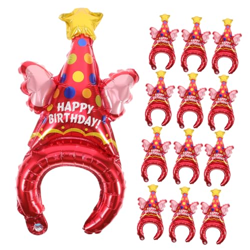 ibasenice 50 Stück Party-Ballonhut Geburtstagsthema-Partydekoration aufblasbarer Hut partyhüte kindergeburtstags dekoration luftballons Stirnband zum Geburtstag Party-Stirnbänder rot von ibasenice