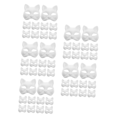 ibasenice 50 Stück Teiliges Diy Katzenmasken Set aus Leichtem Papier Unbemalt und Blank zum Bemalen und Dekorieren für Halloween Karneval Party Cosplay und Maskerade Komfortabel und von ibasenice