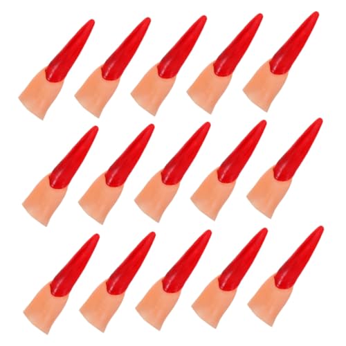 ibasenice 50 Stück Teiliges Halloween Cosplay Fingerkralle Realistische Rote Fingertips aus Kunststoff Wiederverwendbar Gruselige Fake Finger für Kostüme Partydeko und Trick Requisiten von ibasenice