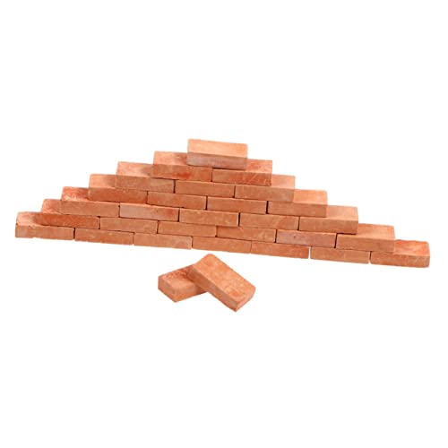 ibasenice 50 Stück Ziegelmodell Miniaturziegel DIY Modellbau Architekturmodellbau Wanddekoration Wohnzimmer Miniaturspielzeug Geste DIY Ziegel realistische gefälschte Ziegel Ton Brown von ibasenice