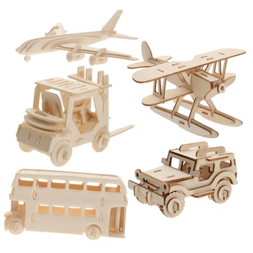 ibasenice 5St Bausteinmodell rätseln DIY-Puzzle für Kinderpuzzle Blockpuzzles für Kleinkinder 3D-Puzzle-Kit selbst zusammenbauendes Puzzle Bastelmodell aus Holz hölzern von ibasenice