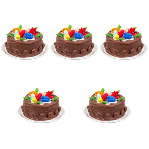 ibasenice 5St Mini-Cupcakes künstliche Dessertdekoration Mini-Puppenhaus-Kuchen Ornament Spielzeuge fotografische Requisiten falscher Kuchen Essen Spielen Spielzeugzimmer das Gericht Zubehör von ibasenice