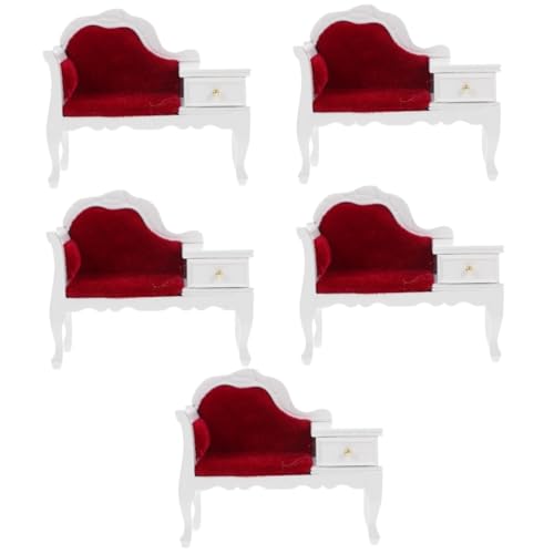 ibasenice Möbel 5St Puppenhausmöbel Sessel Mini-Puppenhaus-Dekor entzückende Puppenmöbel Mini-Sofa-Stuhl Mini-Stühle Miniatur schmücken Holzstuhl Baby Dekorationen hölzern Weiß Miniaturmöbel von ibasenice