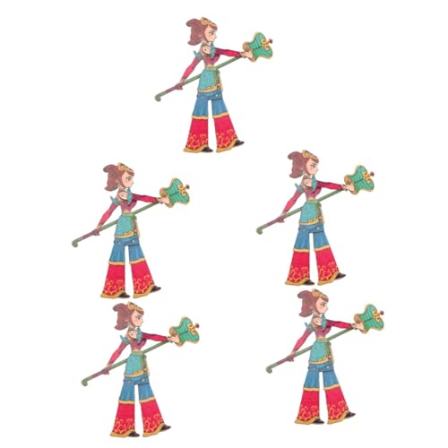 ibasenice 5St Spielzeuge Tanz-Requisite Mädchen Spielzeug Holzspielzeug Puppen Mädchenspielzeug Holz Puppe Schattenspiel Handbuch Marionette Reise in den Westen Handpuppe Kind Kunsthandwerk von ibasenice
