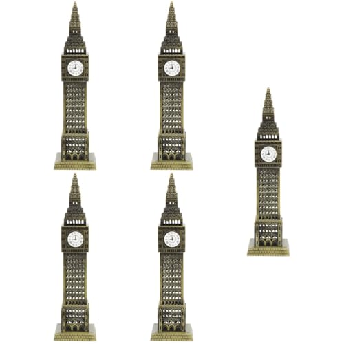 ibasenice 5st Big Ben-Modell Londoner Geschenke Big-Ben-Uhr-Statue Wahrzeichen-Figur Desktop-Ornament Architekturdekor Londoner Einrichtung Mikrobausteine Jahrgang Legierung Sammlung Reisen von ibasenice