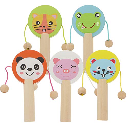 ibasenice 5st Hölzerne Rassel Bildungsspielzeug Musikspielzeug Aus Holz Holzrassel Orff Musik Rassel Pädagogische Rassel Cartoon-Musikinstrument Puzzle Rassel Orff-Instrument Holzinstrument von ibasenice