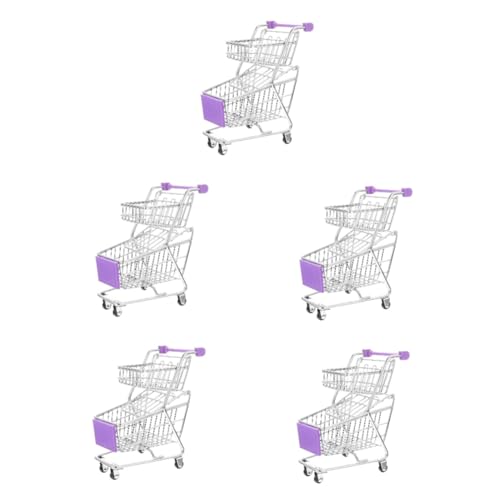 ibasenice 5st Mini-einkaufswagen Einkaufswagen Für Lebensmittel Kleiner Einkaufswagen Spielzeug-supermarktwagen Mini-supermarkt-handwagen Zubehör Für Metall Legierung Violett Spurstange von ibasenice