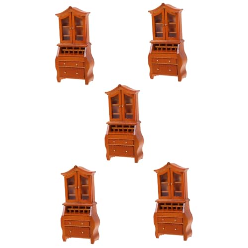 ibasenice 5st Mini-vertikalschrank Bücherregal Mini-hausmöbel Minischrank Für Kinder Miniaturen Zum Basteln Küchenminiaturen Dekor Mini-holzschrank Puppenhaus Mikroszene Möbelset Hölzern von ibasenice