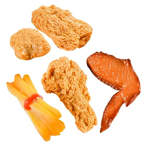 ibasenice 5st Simulation Brathähnchen Realistisches Fastfood Gebratener Hähnchenflügel Hühnerspielzeug Gefälscht Liner Sandwich-versiegelung Lebensmittelspielzeug Kleines Snackmodell PVC von ibasenice