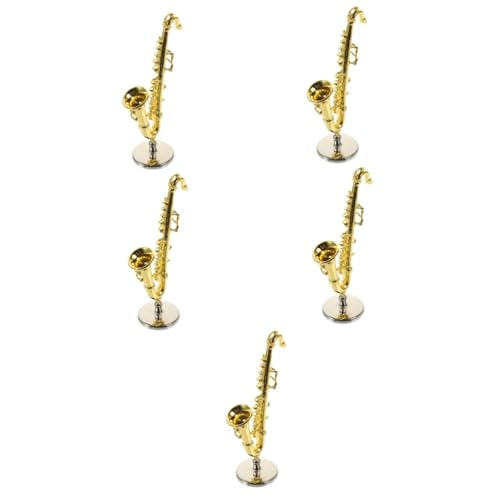 ibasenice 5st Zubehör Für Puppenhäuser Saxophon Miniatur Saxoboom Mini-Musical Schreibtischaufsatz Mini-Saxophon-Modell Geschenke Für Saxophonliebhaber Kind Musik Puppenhaus Legierung von ibasenice