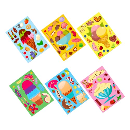 ibasenice 6 Blätter Belohnungssticker Süße Dessert Eiscreme Puzzle Sticker Kreative DIY Aufkleber für Partydekorationen und Belohnungen Sicher für Bastelaktivitäten von ibasenice