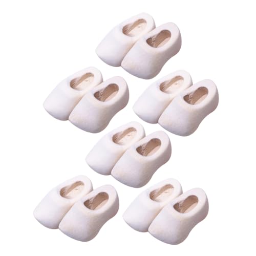 ibasenice 6 Paare Mini Holzschuhe DIY Finger Shoes Bastelset für Puppenhaus Zubehör Kreative Miniatur Holzklompen für Handwerk und Dekoration von ibasenice