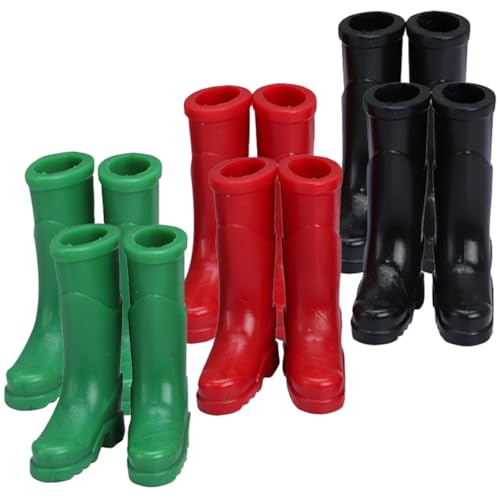 ibasenice 6 Paare Stiefel Simulieren Puppenstiefel Miniatur Kleines Schuhmodell Puppe Regenstiefel Mini-Alkohol Puppenhaus-Ornamente Winzige Cowboystiefel Puppenhausdekorationen Plastik von ibasenice