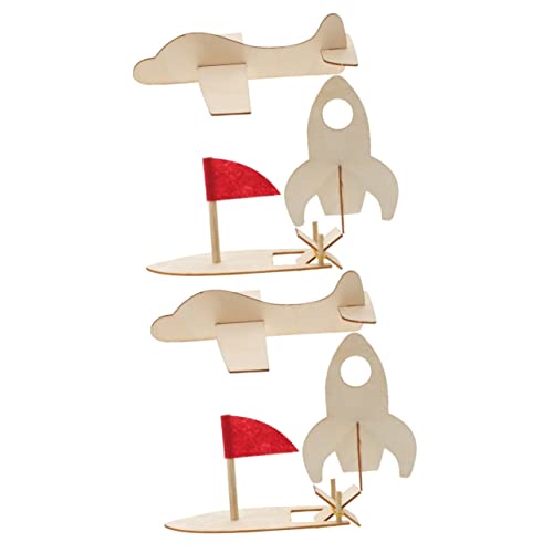 ibasenice 6 STK DIY-Graffiti-Modell Bastelhobel Aus Holz Kinderspielzeug Spielset Für Kinder Flugzeug Aus Holz Leeres Flugzeug Flugzeugspielzeug Aus Holz Hubschrauber Aus Holz 3D Mini Puzzle von ibasenice