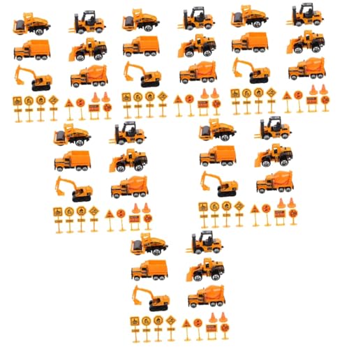 ibasenice 6 Sätze Baufahrzeug Spielzeug Kinder Bagger Spielzeug für Bauautos technisches Auto Autos Spielzeug Kinderspielzeug technisches Fahrzeug Engineering-LKW Wagen Straßenschild Plastik von ibasenice