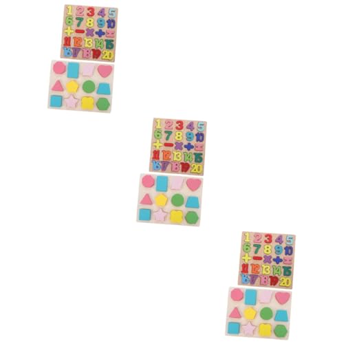 ibasenice 6 Sätze Dreidimensionales Puzzle Kinder rätsel Kinder entwicklung Großrätsel für Kinder Lerntafel für Buchstaben und Zahlen Spielzeuge Babyspielzeug Holz Form-Puzzle-Spielzeug von ibasenice