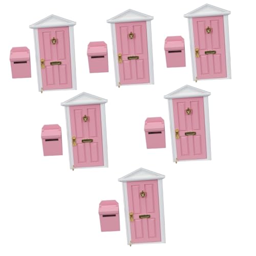 ibasenice 6 Sätze Mini Möbel Türen Kidcraft-Spielset Mini-Möbel Spielzeug Modelle Mini-Briefkasten Miniatur-Mailbox-Modell Puppenhaus hölzerne Tür obere Tür Mikroszene schmücken von ibasenice