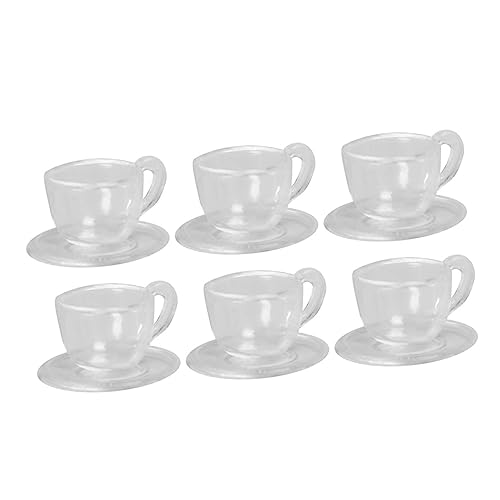ibasenice 6 Sätze Teetassen- Und Untertassenmodell Miniatur Puppenhausmöbel Zubehör Für Spielhäuser Desktop-mini-Ornament Puppenhaus-teezubehör Mini-teetassen-tablett PVC von ibasenice