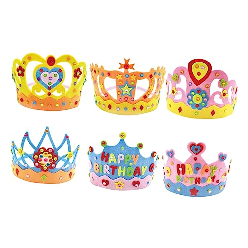 ibasenice Hay Birthday Cake Toer Glitzer Prinzessinnen-kronen-set 6er-set Geburtstagsparty-hut für Jungen und Mädchen Erwachsener Hut Kronenhut Bastelset von ibasenice
