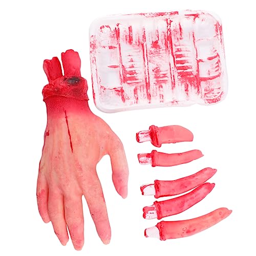 ibasenice 6 Stück 1 Satz Orgel Requisiten Skelett Halloween-Körperorgan Halloween - Halloween Dekoration Halloween-Dekoration Halloween-Palmenstütze Simulation abgetrennter Finger rot von ibasenice