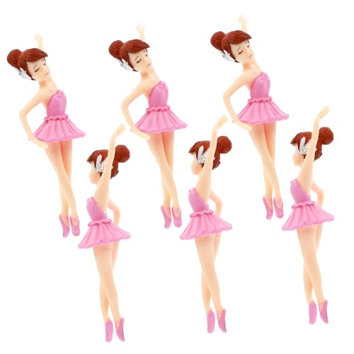 ibasenice 6 Stück Ballettmädchen Schlüsselbund Kuchendeckel Selber Machen Mikro Ballett-dessert-topper Figur Des Ballettmädchens Entzückende Tortenaufsätze Mädchen Plastik Weiß von ibasenice