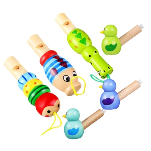 ibasenice 6 Stück Vogelpfeifenspielzeug Aus Holz Niedliches Cartoon-tier-förmiges Kinderinstrumentenspielzeug Musikalische Party-requisiten von ibasenice