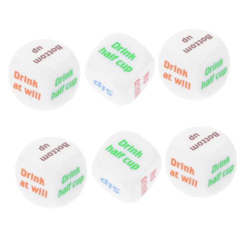 ibasenice 6 Stück Englische Sechsseitige Drunk Party Favor Game Party Würfelspiel Für Erwachsene Getränkewürfel Trinkspielwürfel Tricky Dice Adult Favor Dice Game Dice Decor Poker von ibasenice