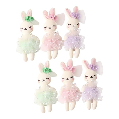 ibasenice 6 Stück Kaninchenpuppe Tierpuppen Kleines Kuschelhäschen Niedliche Kuscheltiere Kleidung Kaninchen Handgefertigte Kuscheltiere Kleine Kuscheltiere Miniaturfiguren Polyester von ibasenice