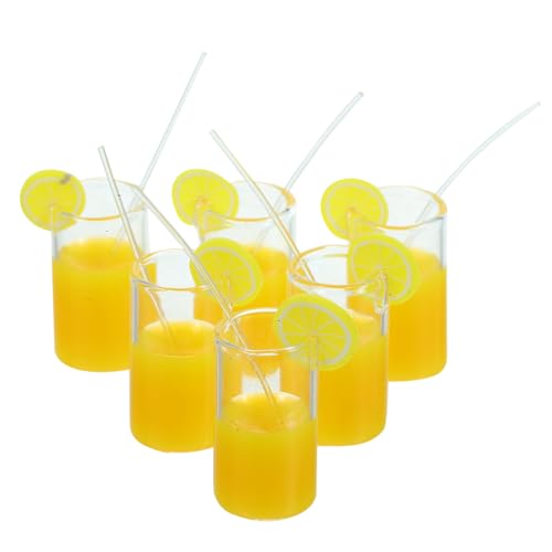 ibasenice 6 Stück Limonadenbecher Miniatur Wasserbecher Miniatur Zitronen Getränkebecher Miniatur Pretend Play Mini Teetassen Mini Wasserbecher Miniatur Becher Gelbes Harz von ibasenice