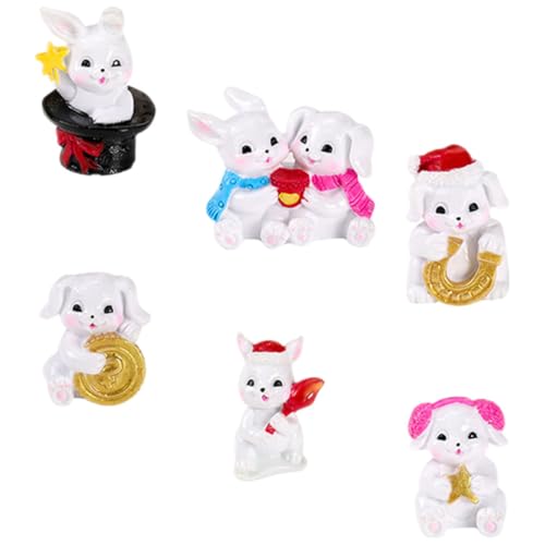 ibasenice 6 Stücke Miniatur Statue Mini Skulptur Landschaft Mini Bunny Figur Harz Handwerk Figuren von ibasenice