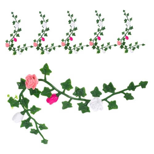 ibasenice 6 Stück Miniatur Künstliche Rosenranken Mini Garten Szenen Dekoration Realistische Fake Blumenranken für Puppenhaus Feengarten und Miniatur Landschaft Accessoires von ibasenice