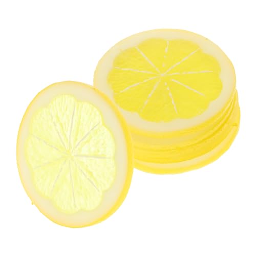 ibasenice 6 Stück Plastikzitronenscheiben Obst lebensechte Zitronenscheiben Dekorate künstliche gefälschte Zitronenscheiben künstliche PVC Gelb von ibasenice