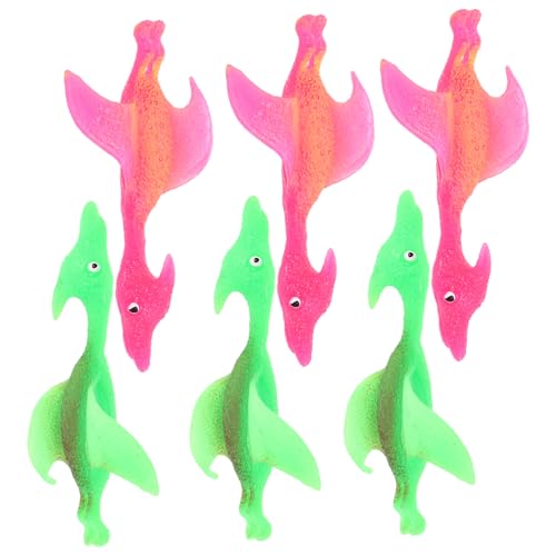 ibasenice Dinosaurier Finger Auswurf Spielzeug 6 Stücke Dehnbares Fidget Spielzeug für Kinder Stressabbau und von ibasenice
