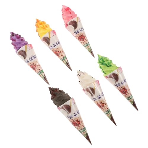 ibasenice 6 Stück Teiliges Künstliche Eiskrem Modelle Magnetische Dessert Dekoration für Kreative Fotos und Kühlschrank Hochsimulierte Eiskonusse für Ansprechende Displays von ibasenice