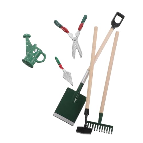 ibasenice 6 Stück Teiliges Mini Gartenwerkzeug Set aus Metall mit Schaufel Rechen Gießkanne und Hacke für Puppenhaus Mikro Landschaft und Miniatur gartendekoration von ibasenice