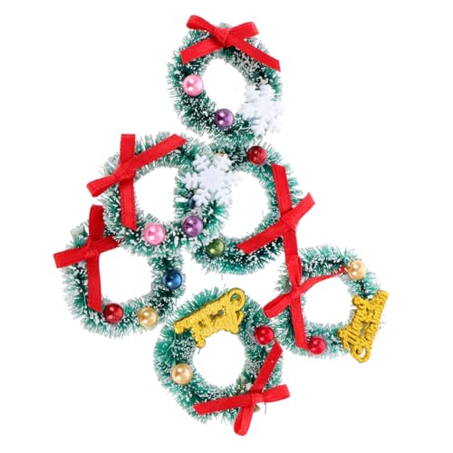 ibasenice 6 Stück Teiliges Mini Weihnachtskranz Hängender Miniatur Kranz für Puppenhaus Weihnachtsdeko Klassische Festliche Miniatur Girlande Leichte Xmas Baum Dekoration Lebensecht und von ibasenice