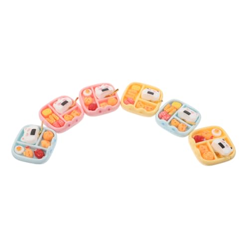 ibasenice 6 Stück Teiliges Miniatur Bento Essensmodelle Mini Japanische Lunchbox Figuren Miniatur Sushi Bento Simulation Niedliche Resin Dekoration für Puppenhaus Mikro Szene und von ibasenice