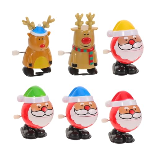 ibasenice 6 Stück Teiliges Wind-up Lustige Aufzieh-Rentier Figuren aus Kunststoff und Metall Interaktive Weihnachtsparty Mitgebsel für Kompakte Sichere Mechanismus Spielfiguren für von ibasenice