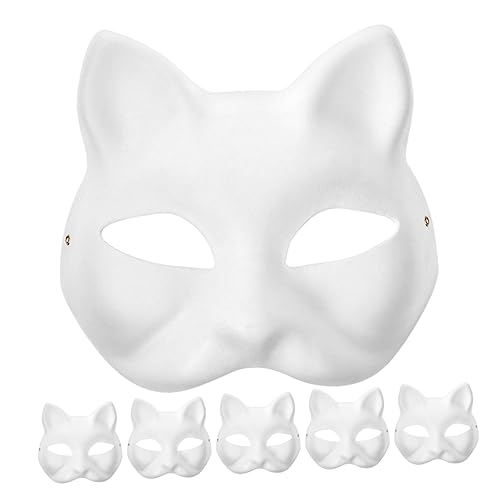 ibasenice 6 Stück handbemalte Maske halloween masken gesichtsmaske halloween faschingsmasken Performance-Masken Halloween-Maskenstütze Maske für Maskeradeparty für Frauen Zellstoff Weiß von ibasenice