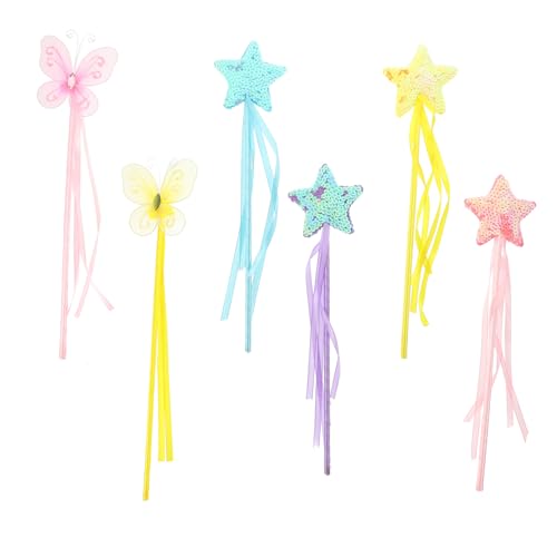 ibasenice 6 Teiliges Hexenstab Set Für Mädchen Puppen Feenstab Stern Feenstab Feenflügel Glitzernde Zauberstäbe Feenstäbe Massenware Marienkäfer Feenspielzeug Puppenhäuser von ibasenice