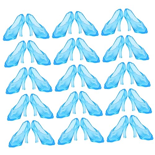 ibasenice 60 Paare Mini-Kristallhausschuh kinderspielzeug Puppenkleidung puppenschuhe doll Accessories hoch Miniaturen Puppenteile Kristallschuhspielzeug Plastik Blue von ibasenice