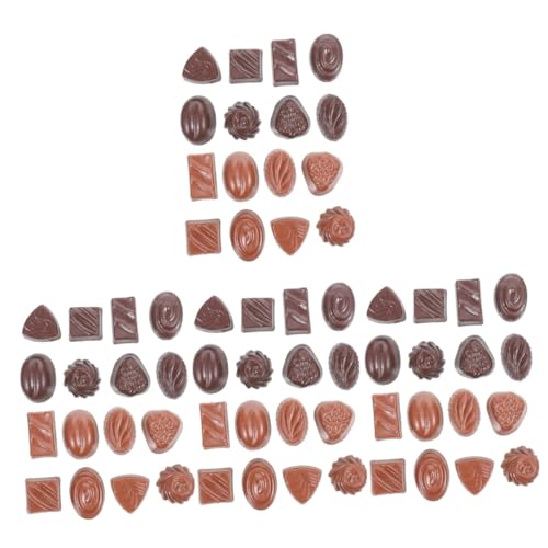 ibasenice 64 STK Simulationsschokolade künstliche Schokolade Kinder versorgen Spielzeuge Modelle kleines Schokoladenmodell multifunktionales Schokoladendekor Schreibtisch Zubehör Milch PVC von ibasenice