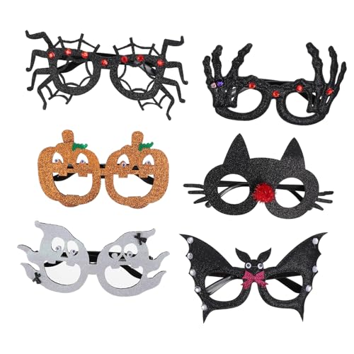 ibasenice 6Pcs dekorative Gläser für halloween brillen halloween augenlinsen Dekorationen für Piratenpartys Geburtstagsbrille schnapsgläser Halloween-Fledermaus-Brille Spinnenbrille von ibasenice