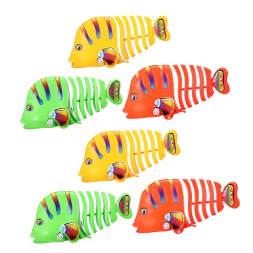 6St Uhrwerk-Rockerfisch Kinder badewannenspielzeug badespielzeug für Kinder funnytoys Schwimmender Wackelfisch Wackelfischspielzeug Cartoon-Fisch Spielzeug Fisch Roboter Plastik von ibasenice